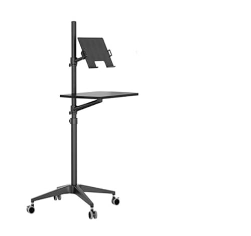 GAZOGJ UT-2 Full Motion 2in1 Laptop Floor Stand Monitor Keyboard Support Height Adjust Moving Notebook Desk Home Office,Black