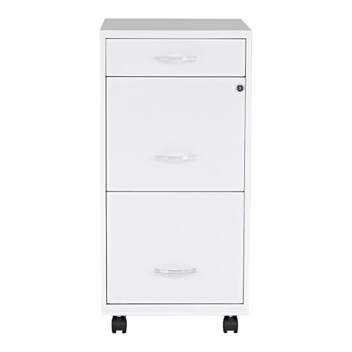 NuSparc Mobile 3 Drawer Locking Filing Cabinet | Pre-Assembled Steel Construction | Space-Saving Design is Perfect for Home and Small Office | Letter-Size | Assembled in North America