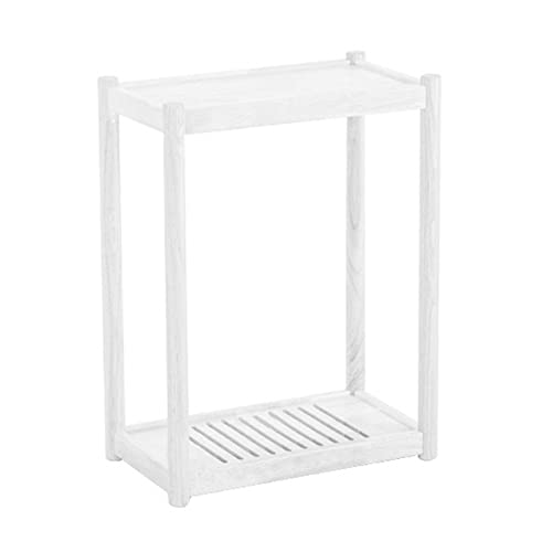 VHDY85KA Office Solid Wood PC Tower Stand, 2-Tier Mobile CPU Holder, Floor Standing PC Main Case Stand with Invisible Caster Wheels for Home Office Accessories(White,Small)