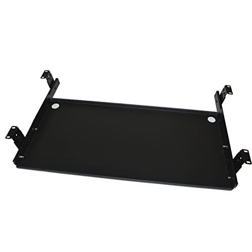 GAZOGJ Desk Steel Keyboard Tray Support Shelf - Sliding Under Desk - Keyboard Platform with Drawer Slide - Adjustable Height, Suitable for Most Desks and Study Desks,Black/Light,Black-590mm x 548mm