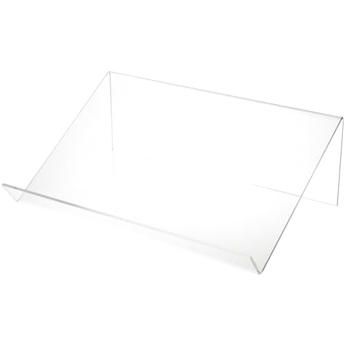 Plymor Clear Acrylic Slightly Elevated Book Display Stand with 2" Ledge, 18" W x 12" D x 6" H (3 Pack)