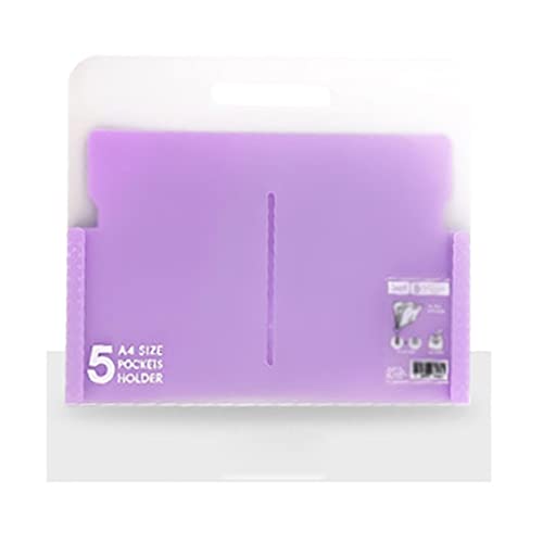Plastic Folders,Budget Binde, Candy Color 5 Pocket File Folder Expanding Wallet PP Folder Portable Document Bag Office File Storage Bag Files Organizer (Color : Gris) (Color : Purple)
