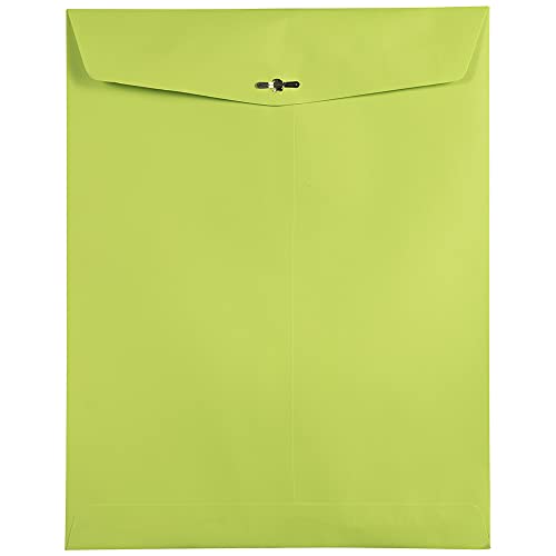 JAM PAPER 10 x 13 Open End Catalog Colored Envelopes with Clasp Closure - Ultra Lime Green - Bulk 500/Box