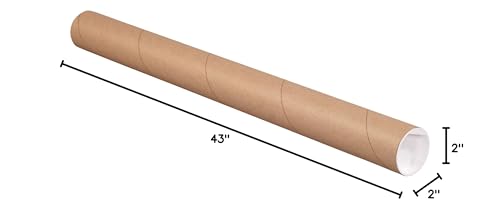 Boxes Fast Mailing Tubes with Caps, 2" x 43", Kraft, (Pack of 50)