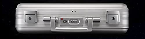 urecimy Large Aluminium Briefcase 18.1X13.8X6.1 Inch Combination TSA Lock Metal Attache Toolbox Cash Case 15.6 Inch Notebook Brief Case Toolkit with Foam Silver