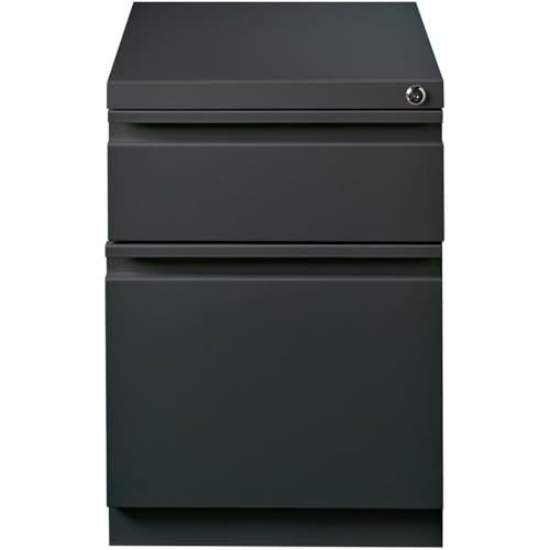 Scranton & Co Metal Mobile Pedestal Filing Cabinet, 2 Drawers, 21.75" H x 15" W x 19.88" D, Charcoal Finish, Lockable, Ball-Bearing Suspension, Commercial Grade Office Storage Solution