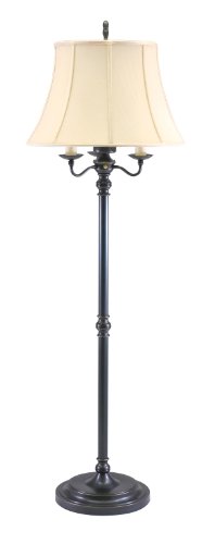 House Of Troy N606-OB Newport Collection Portable Bridge Floor Lamp with Off-White Softback Shade, 63", Oil Rubbed Bronze