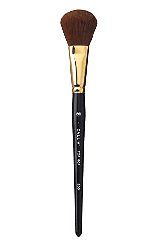 Willow Wolfe Callia Mixed Media Brush Top Mop 1" (1200TM-1), Egan Synthetic Short-Handle for Acrylic, Oil & Watercolor