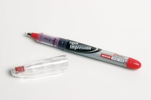 AbilityOne - 7520015194375 - Liquid Impression Porous Point Pen - Medium Point - Red Ink - 12 units