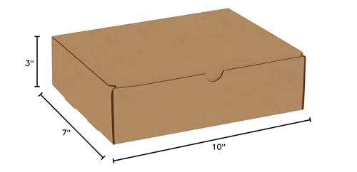 BOX USA BM1073K Corrugated Mailers, 10" x 7" x 3", Kraft (Pack of 50)