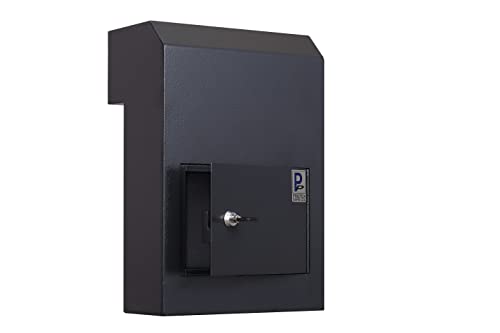 Protex Through Door Drop Box (WSS-159)-Black, for Keys, car remotes, Cash, Checks and envelopes, Metal Baffle, Pre-drilled mounting Holes,Double Steel Door, Adjustable Metal Frame