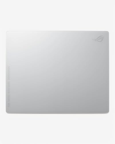 ASUS ROG Moonstone Ace L Glass Gaming Mouse Pad – 19.7” x 15.7”, Ultra-Smooth Matte Tempered Glass for Quiet Ultrafast Glides, Impact/Scratch Resistant, Easy to Clean, Anti-Slip Silicone Base - White
