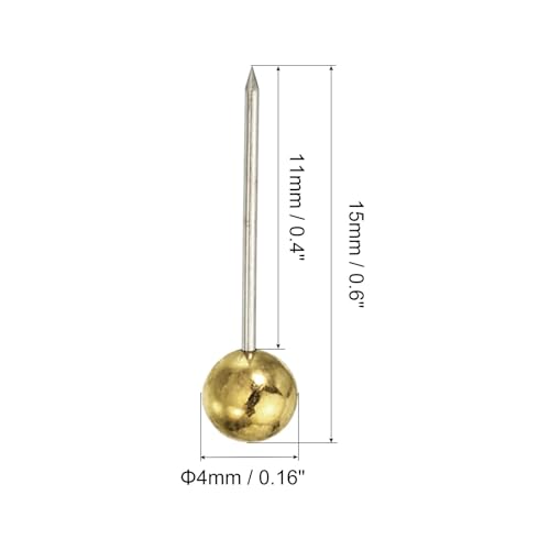 Pins 200Pcs 4x15mm Pins Round Head Map Tacks Thumb Steel Point for World Maps Cork Boards Great for Displaying Or Hanging(Black Gold)