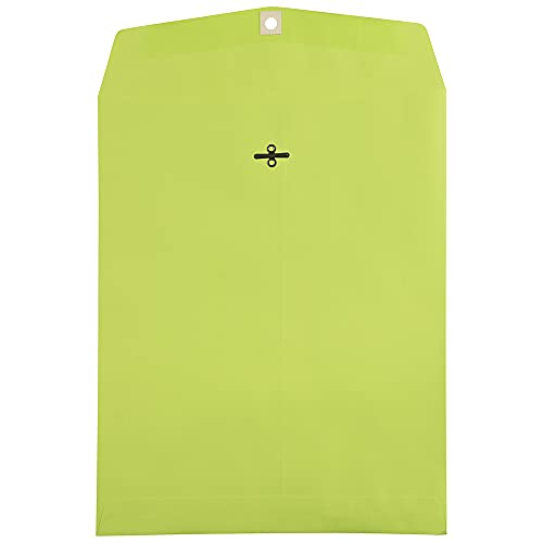 JAM PAPER 10 x 13 Open End Catalog Colored Envelopes with Clasp Closure - Ultra Lime Green - Bulk 500/Box