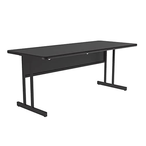Correll 30"x60" Home & Office Computer Desk, Durable Black Granite High Pressure Laminate Top, 29" High Training Workstation, Steel Frame & Modesty Panel, Wire Management, Made in The USA