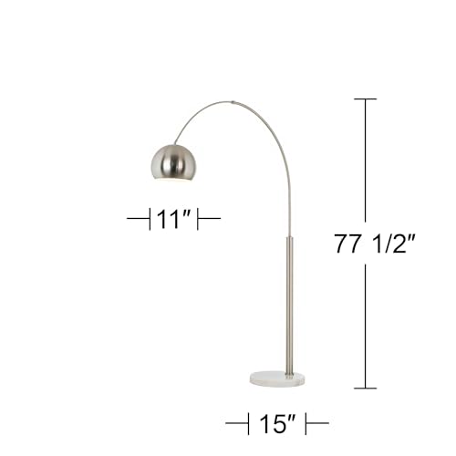 Possini Euro Design Basque 77 1/2" Tall Nickel Finish Modern Arc Floor Lamp