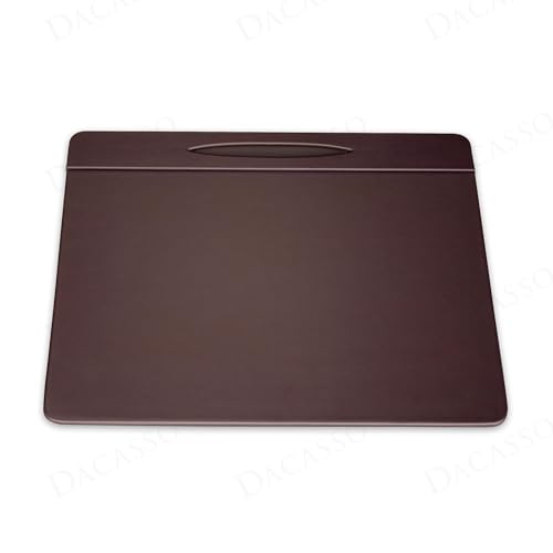 Dacasso 17” x 14” Chocolate Brown Leather Conference Pad w/Pen Well - Luxury Leather Desk Blotter for Writing - Padded Executive Table Surface Protector