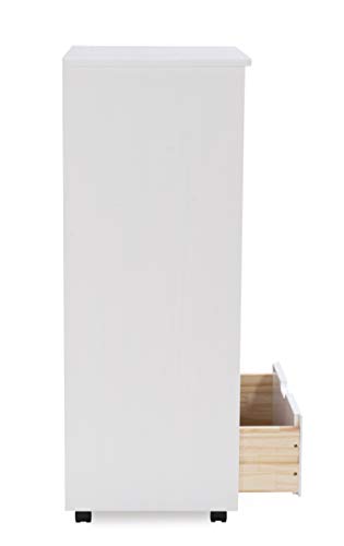 Linon Home Decor Products Corinne Eight Drawer Storage, White Wash Rolling Cart