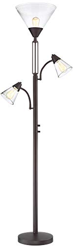 Warwick 71 1/2" Tall Tiger Bronze and Seeded Glass Torchiere Floor Lamp
