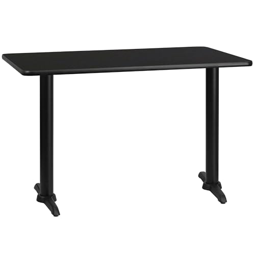 Flash Furniture 48x30" Rectangular Table and Dual T-Base, Black