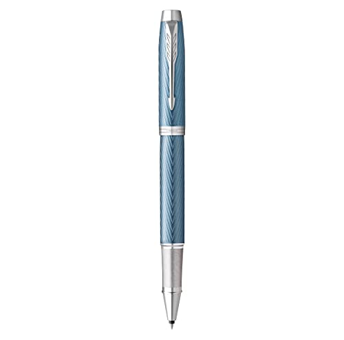 Parker IM Rollerball Pen | Premium Blue Grey with Chrome Trim | Fine Point with Black Ink Refill | Gift Box