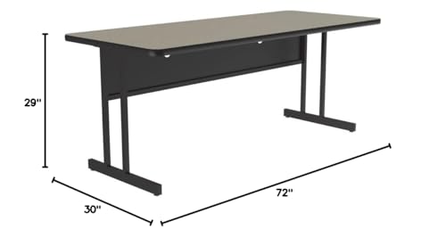 Correll 30"x72" Home & Office Computer Desk, Durable Savannah Sand High Pressure Laminate Top, 29" High Training Workstation, Steel Frame & Modesty Panel, Wire Management, Made in The USA