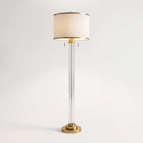 Cadence 62" Tall Satin Brass and Crystal Column Floor Lamp