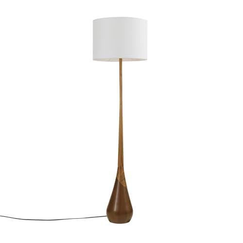 Novogratz x Globe Harrington 65 in Floor Lamp, 2-Tone Wood-Tone Base
