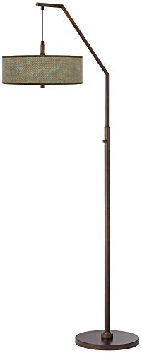 Giclee Glow 71 1/2" Tall Interweave Patina Shade Bronze Arc Floor Lamp