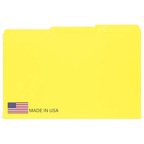 The File King 1/3-Cut Top Tab Yellow File Folder - Legal Size, 100 Pack