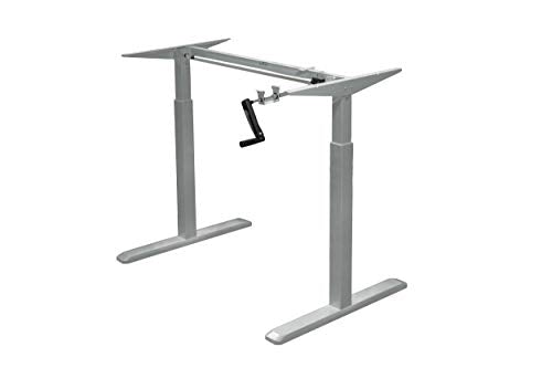 ErgoMax Canary Products Height Adjustable Crank Desk Frame, Tabletop Not Included, 48.56 Inch Max, Grey