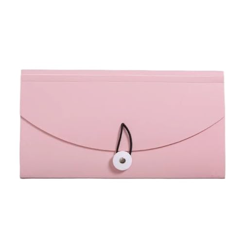 Filing Envelopes 13 Pockets Card Ticket Holder Organizer Office Supplies B6 PP File Folder Document Bag Receipt File Expanding Wallet Bill Folder Plastic Folders(Pink)