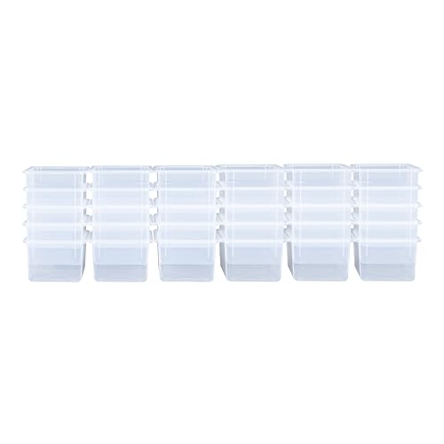 Wood Designs Cubby Storage Bin, Heavy Duty Plastic Containers for Kids Translucent Clear Cubby Tray Set of 30