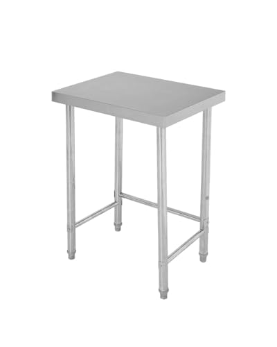 FinerFurnis Heavy Duty Stainless Steel Prep Table for Kitchen and Restaurant - 18x24x35in - Rust Resistant, Open Base, Easy to Clean Utility Workbench - No Wheels