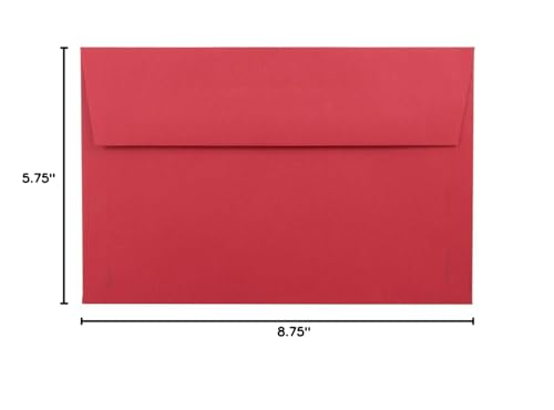 JAM PAPER A9 Colored Invitation Envelopes - 5 3/4 x 8 3/4 - Red Recycled - Bulk 250/Box