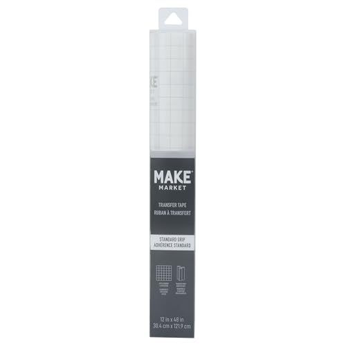 Make Market Standard Grip Transfer Tape – 12" x 48" Rolls with Grid Lines for Easy Vinyl Alignment, Clean Transfer with No Residue, Compatible with Most Adhesive Vinyl, 12 Pack