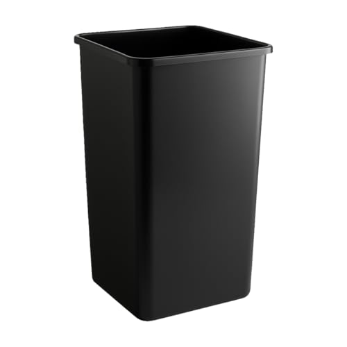 SunSierra 50-Gallon Square Trash Can - Large Commercial Waste Bin, Heavy-Duty Plastic Garbage Container for Indoor or Outdoor Use, Black