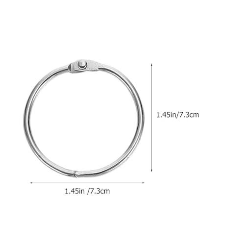 100pcs Loose Leaf Binder Rings Smooth Metal Key Rings Mini Clips Silver