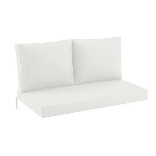 DLLDLGG Outdoor Loveseat Cushions, Waterproof Couch Deep Seat Cushion Replacement Backyard Furniture Pads with Zipper & Non-Slip Straps for Bench Swing Patio