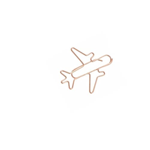 MENGKK Paper Clips 2pcs Rose Gold Airplane Metal Paperclip Bookmark Memo Clip Binder Stationery Book Note Decoration