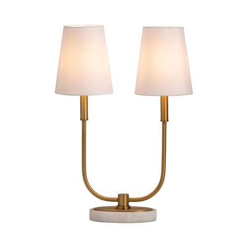Crestview Collection Hale Antique Brass and Marble 2-Light Task Lamp