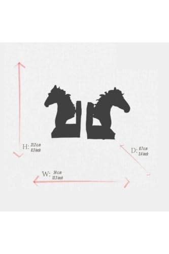 Horse Bookends Set of 2 Polyester Modern Design Decorative Book Holders for Shelves and Desks Durable and Easy to Install - Cream