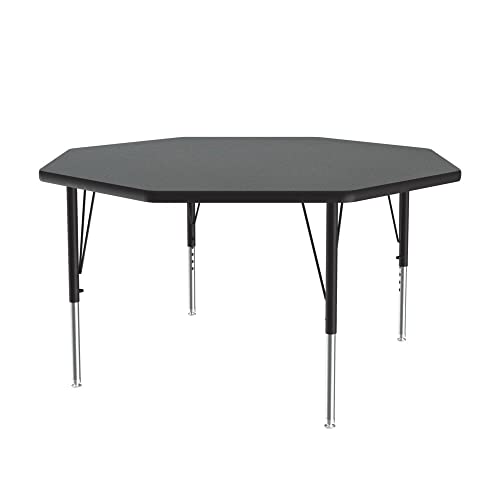 Correll 48" Octagonal HPL Classroom Activity Table, Montana Granite/Black