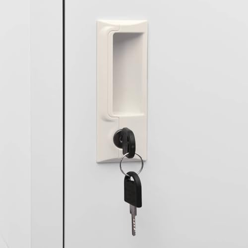 KGFHERENB Metal Locker Cabinet, 4 Door Steel Storage Locker with Secure Cam Locks and Ventilated Doors, Industrial Standing Storage Unit for Office and Home, 15 x 15 x 70.9 Inches, Grey