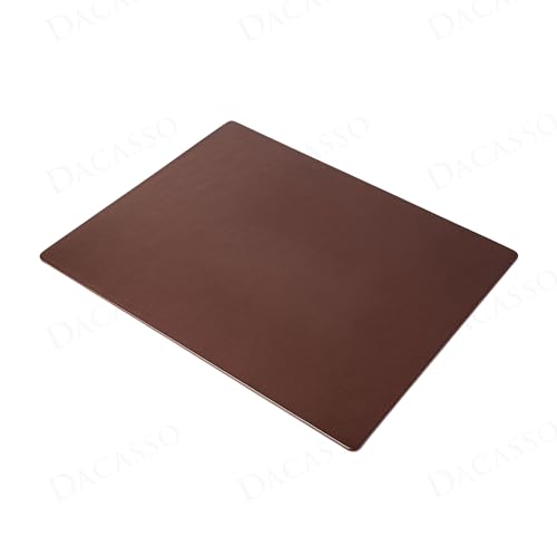 Dacasso 24” x 19” Chocolate Brown Leather Desk Pad w/Out Rails - Executive Desk Surface Protector - Luxury Leather Desk Blotter for Writing