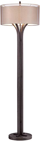 Franklin Iron Works Tristan 64" Tall Rustic Modern Bronze Floor Lamp