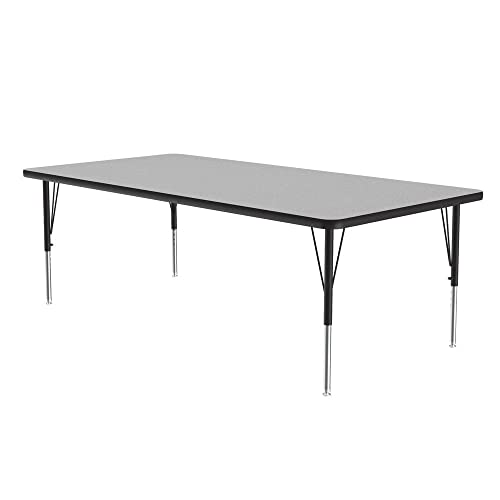 Correll 36" x 72" Rectangular HPL School Activity Table, Gray Granite/Black