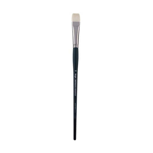 Creative Mark Imperial Professional Chungking Hog Bristle Brush - Bright # 12, Handmade Long Handle Oil Paint Brushes for Artists, Nickel-Plated Brass Ferrules, Stiff Yet Soft Natural Bristles
