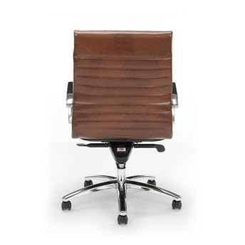 NBF Chair Ergonomic Mid-Back Faux Leather Desk Seating with Memory, Brown