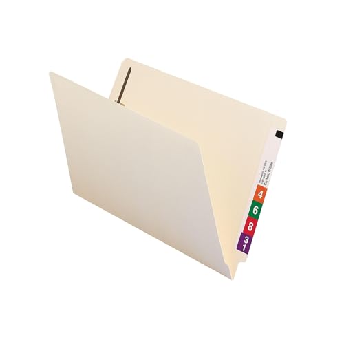 Smead End Tab 1-Fastener File Folder, Shelf-Master® Reinforced Straight-Cut, Legal Size, Manila, 50 Count, 37110